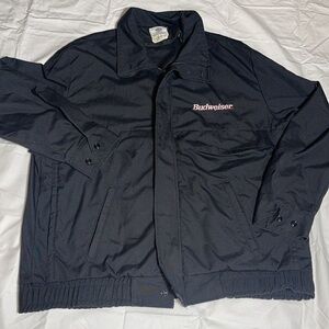 VINTAGE Budweiser Jacket Embroidered Black 46-48 Made in USA Riverside X-Large